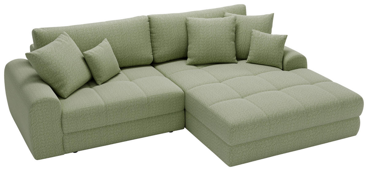 ECKSOFA LORSON Grün Struktur  - Schwarz/Grün, Design, Kunststoff/Textil (290/208cm) - Livetastic