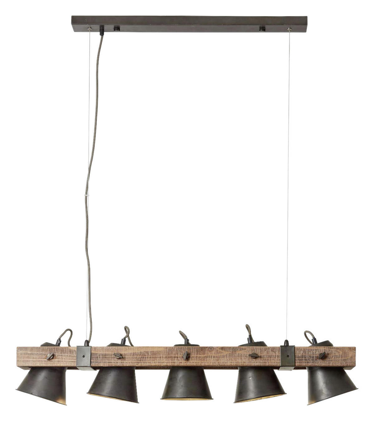 HÄNGELEUCHTE 95/20/115 cm    - Schwarz, Natur, Holz/Metall (95/20/115cm) - Brilliant