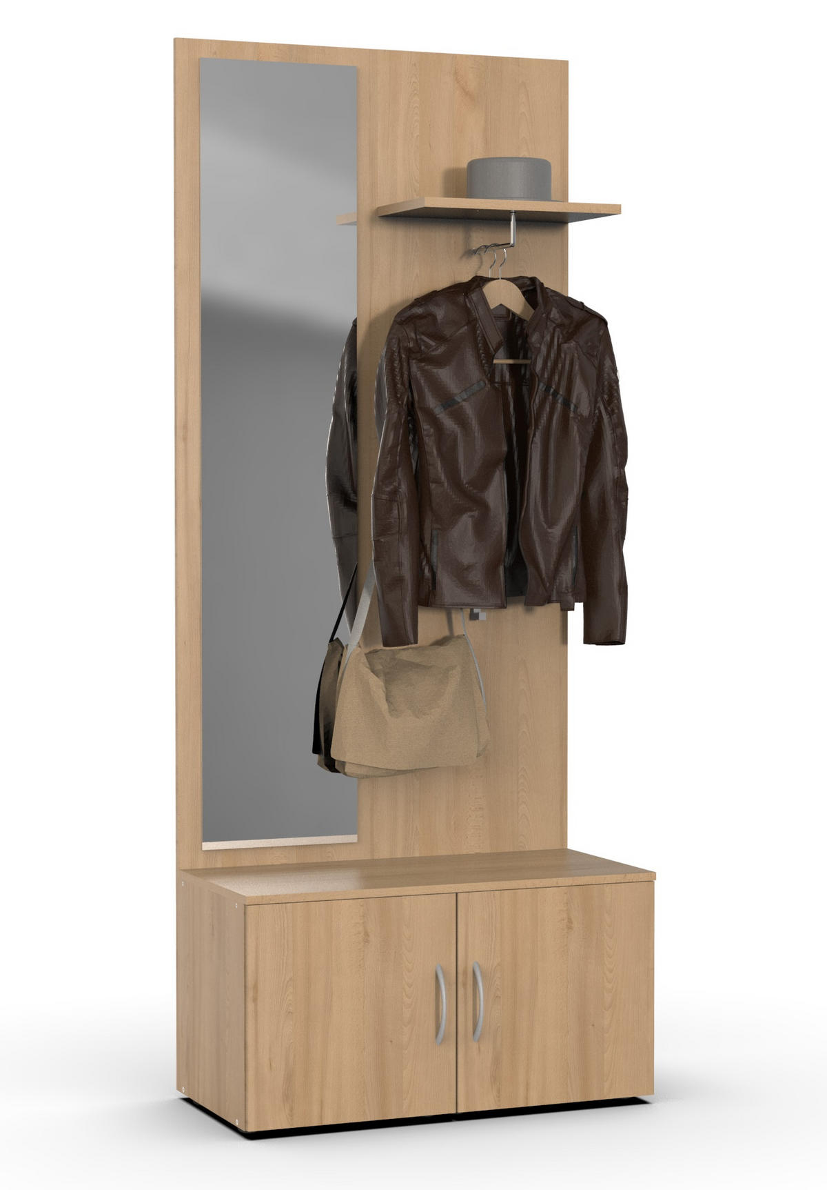 HALLMÖBEL 3 delar  i 80/185/36 cm  - bokfärgad, Basics, trämaterial (80/185/36cm) - Xora