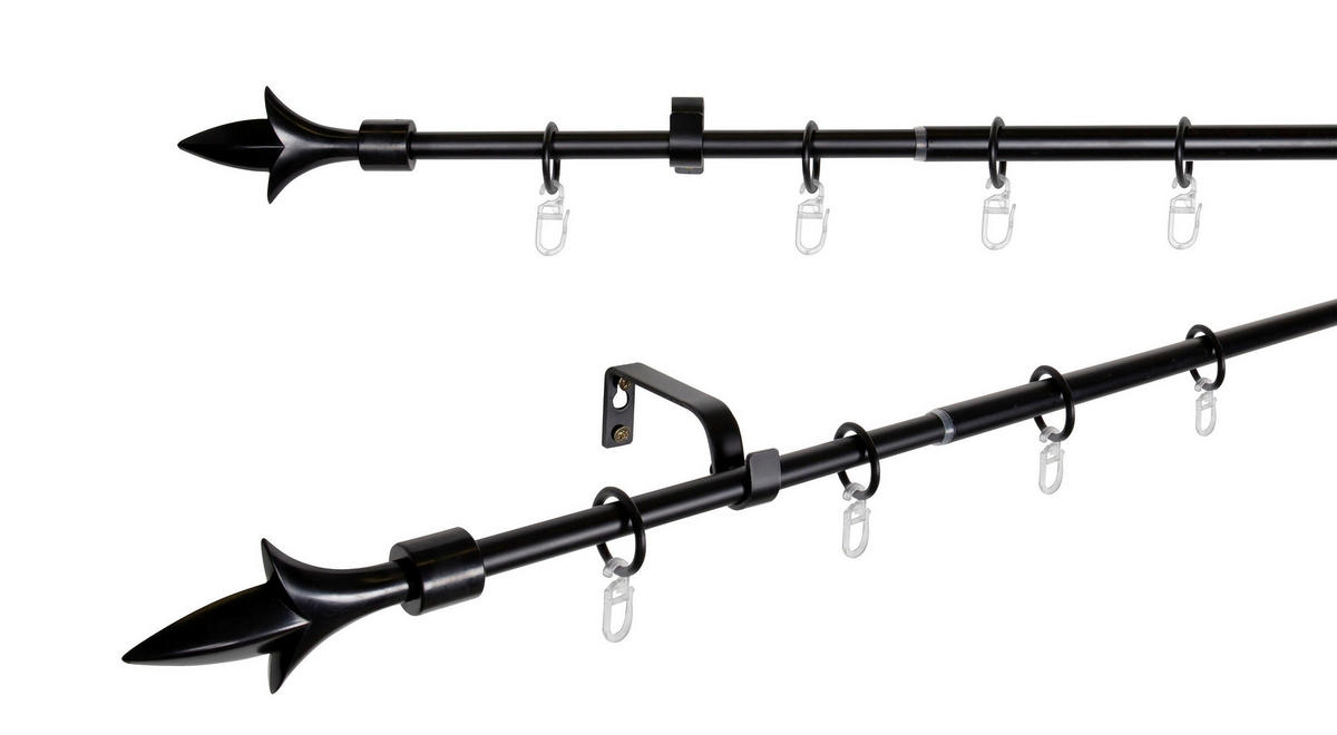 VORHANGSTANGENSET  130 cm  - Schwarz, Basics, Metall (130cm)