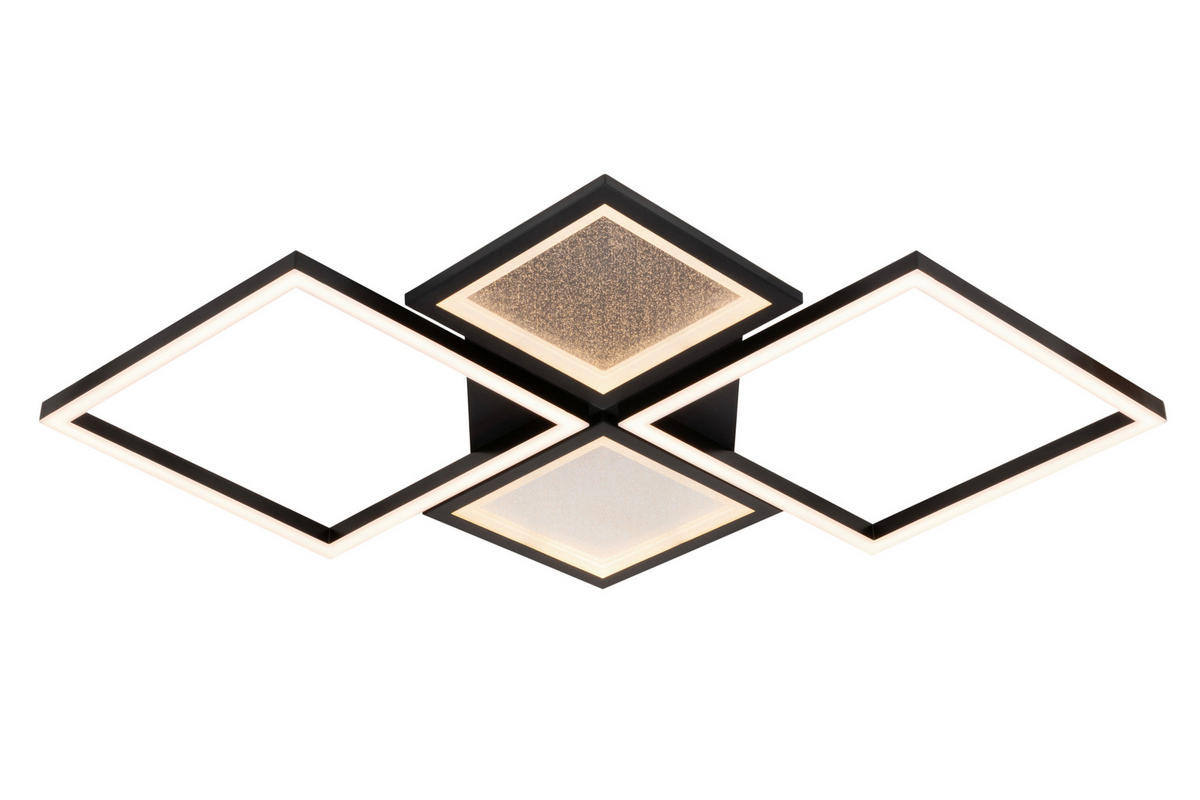 LED-DECKENLEUCHTE Fremont 80/55/6 cm   - Transparent/Schwarz, LIFESTYLE, Kunststoff/Metall (80/55/6cm) - Novel