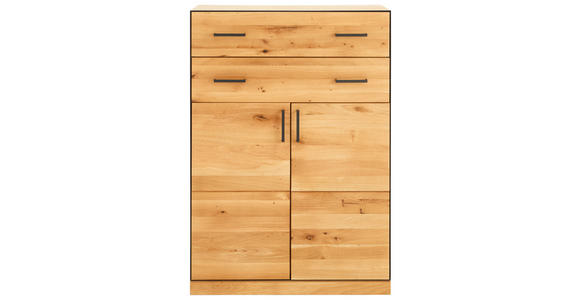 HIGHBOARD Asteiche teilmassiv Anthrazit, Eichefarben Einlegeboden  - Eichefarben/Anthrazit, Natur, Holz/Holzwerkstoff (86/122/40cm) - Linea Natura