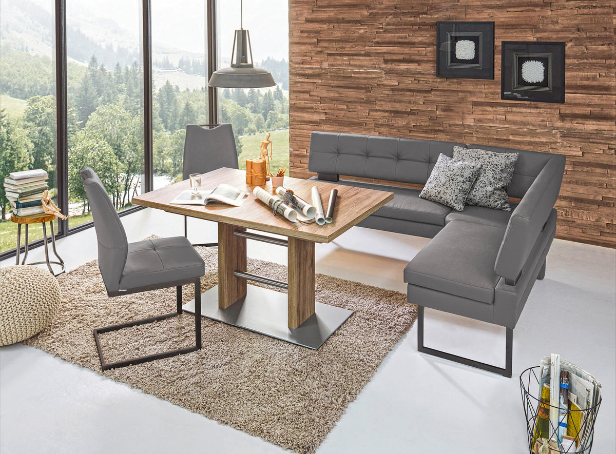 ECKBANK 200/158 cm Mikrofaser Grau   - Schwarz/Grau, Design, Textil/Metall (200/158cm) - Dieter Knoll