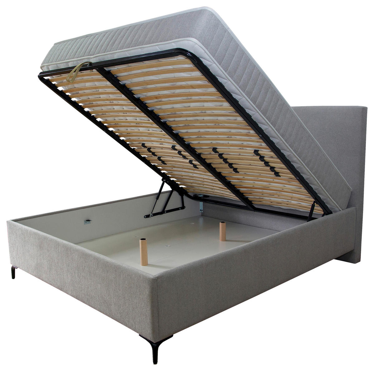 POSTELJA Z VZMETNICO   x  , leseni material  - črna, Moderno, leseni material (160/200cm) - Hespo