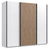 GARDEROB MED SKJUTDÖRRAR 250/218/65 cm 3-dörrar - vit/grafitfärgad, Klassisk, metall/trämaterial (250/218/65cm) - Carryhome
