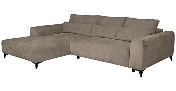 ECKSOFA  in Chenille Taupe  222/279 cm  - Taupe/Schwarz, KONVENTIONELL, Kunststoff/Textil (222/279cm) - Hom`in
