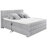 POLSTERBETT 180/200 cm, inkl. gepolstertes Kopfteil, Topper, motorische Verstellbarkeit,  in Hellgrau  - Hellgrau/Schwarz, Design, Kunststoff/Textil (180/200cm) - Esposa