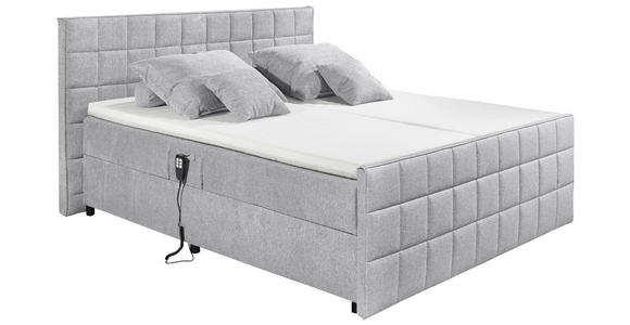 POLSTERBETT gepolstertes Kopfteil, Topper, motorische Verstellbarkeit Hellgrau 180/200 cm  - Hellgrau/Schwarz, Design, Holzwerkstoff/Kunststoff (180/200cm) - Esposa