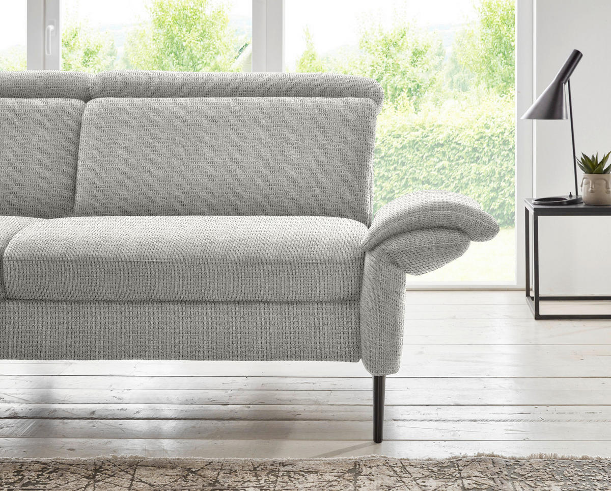 ECKSOFA in Struktur Silberfarben  - Silberfarben/Schwarz, Modern, Textil/Metall (235/275cm) - Cantus