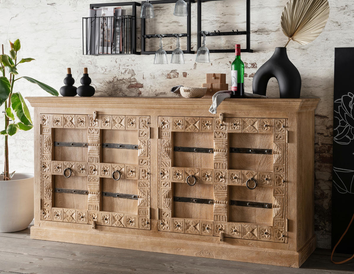 SIDEBOARD 180/90/45 cm  - Messingfarben/Naturfarben, Design, Holz/Metall (180/90/45cm) - MID.YOU