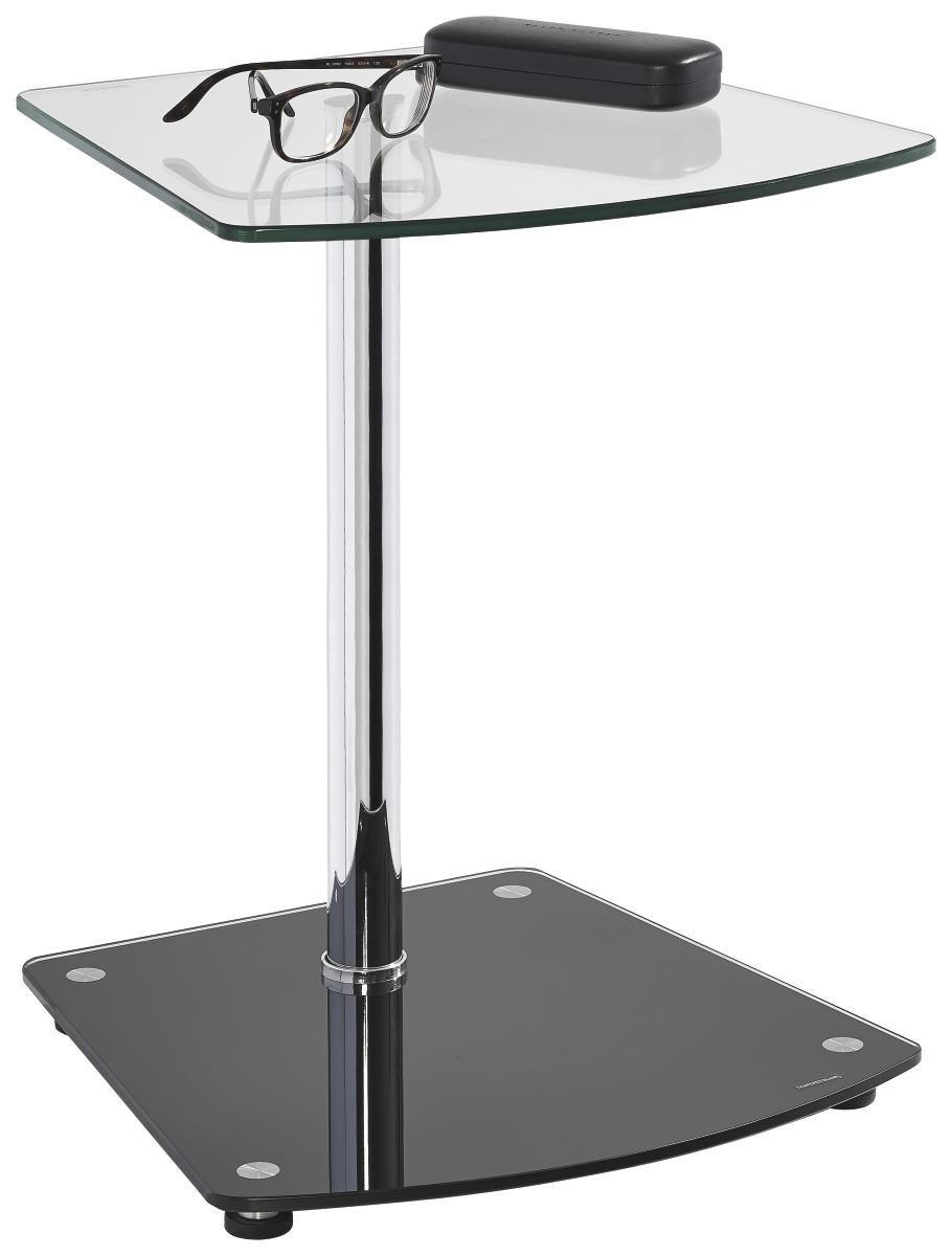 BEISTELLTISCH 38/38/50 cm Schwarz, Chromfarben Freiform  - Chromfarben/Schwarz, Design, Glas/Metall (38/38/50cm) - Xora