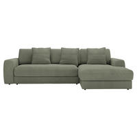 ECKSOFA in Cord Olivgrün  - Schwarz/Olivgrün, Modern, Kunststoff/Textil (302/182cm) - Carryhome