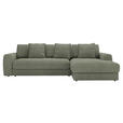ECKSOFA in Cord Olivgrün  302/182 cm  - Schwarz/Olivgrün, MODERN, Kunststoff/Textil (302/182cm) - Carryhome