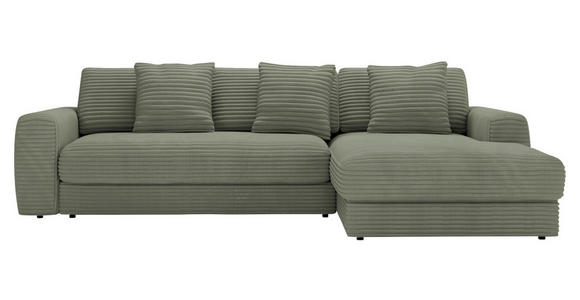 ECKSOFA in Cord Olivgrün  302/182 cm  - Schwarz/Olivgrün, MODERN, Kunststoff/Textil (302/182cm) - Carryhome