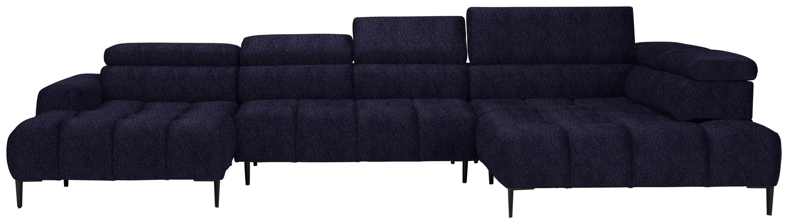 WOHNLANDSCHAFT in Samt, Webstoff Schwarz  - Schwarz, Design, Textil/Metall (177/385/216cm) - Welnova