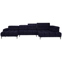 WOHNLANDSCHAFT in Samt, Webstoff Schwarz  - Schwarz, Design, Textil/Metall (177/385/216cm) - Welnova