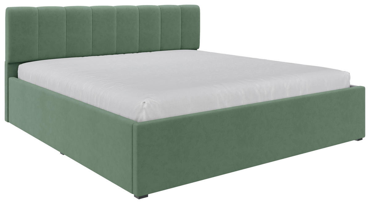 POLSTERBETT 180/200 cm  Salbeigrün  - Salbeigrün/Schwarz, Design, Holz/Kunststoff (180/200cm) - Stylife