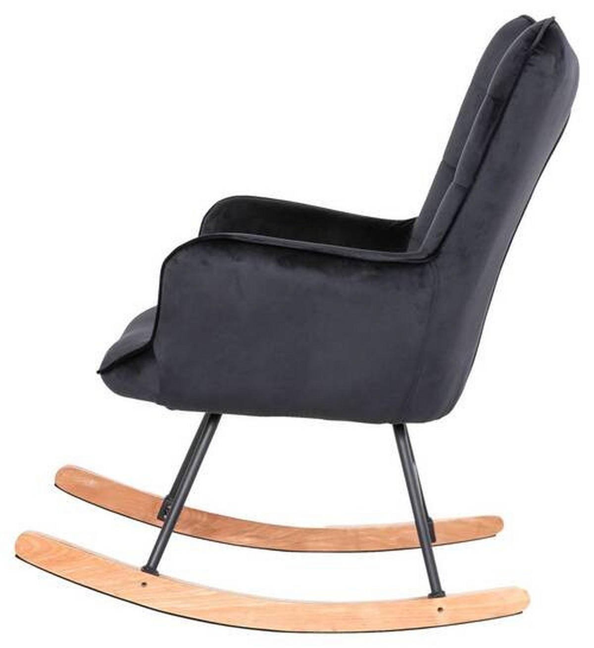 SCHAUKELSESSEL in Samt Schwarz  - Buchefarben/Schwarz, MODERN, Holz/Textil (72/92/92cm) - MID.YOU