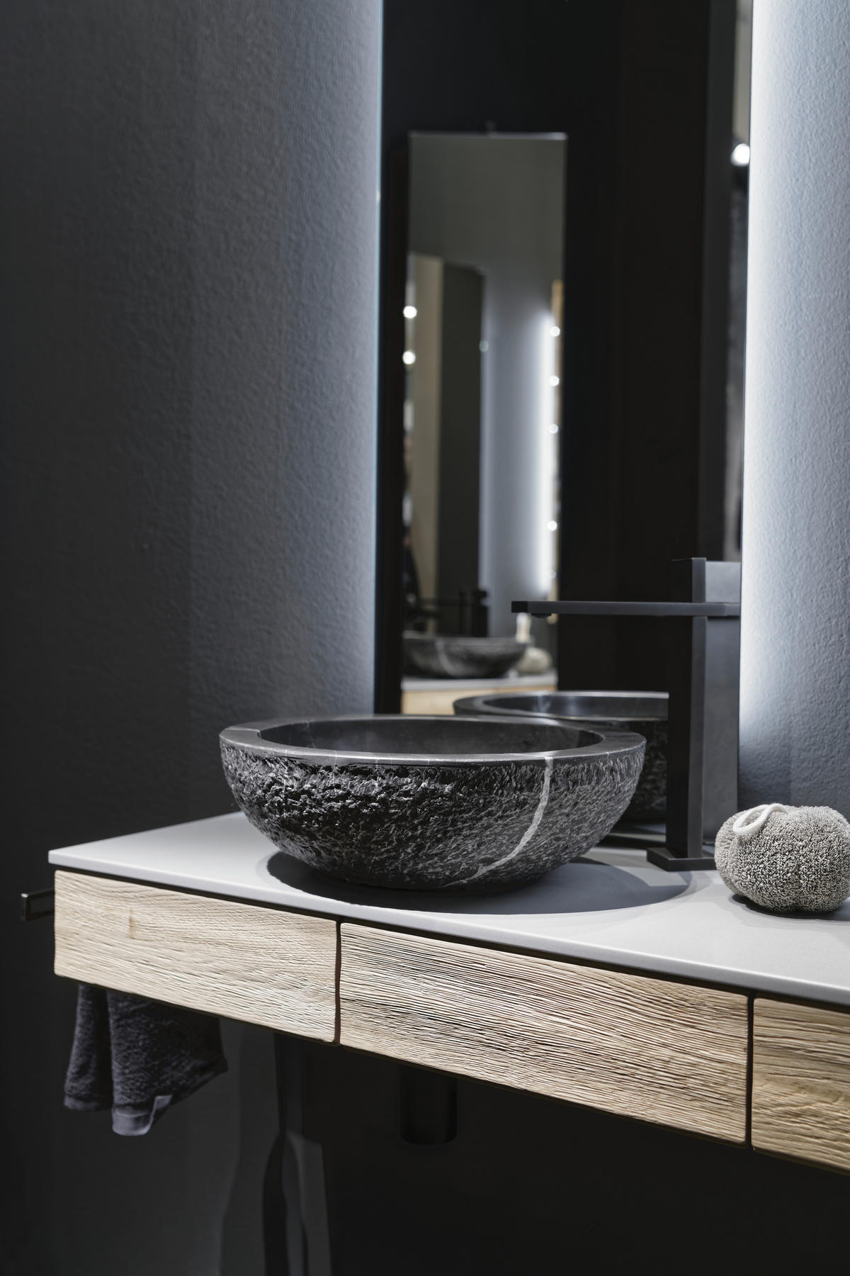 BADEZIMMER  in 96 cm  - Eichefarben/Grau, MODERN, Holz/Stein (96cm) - Voglauer