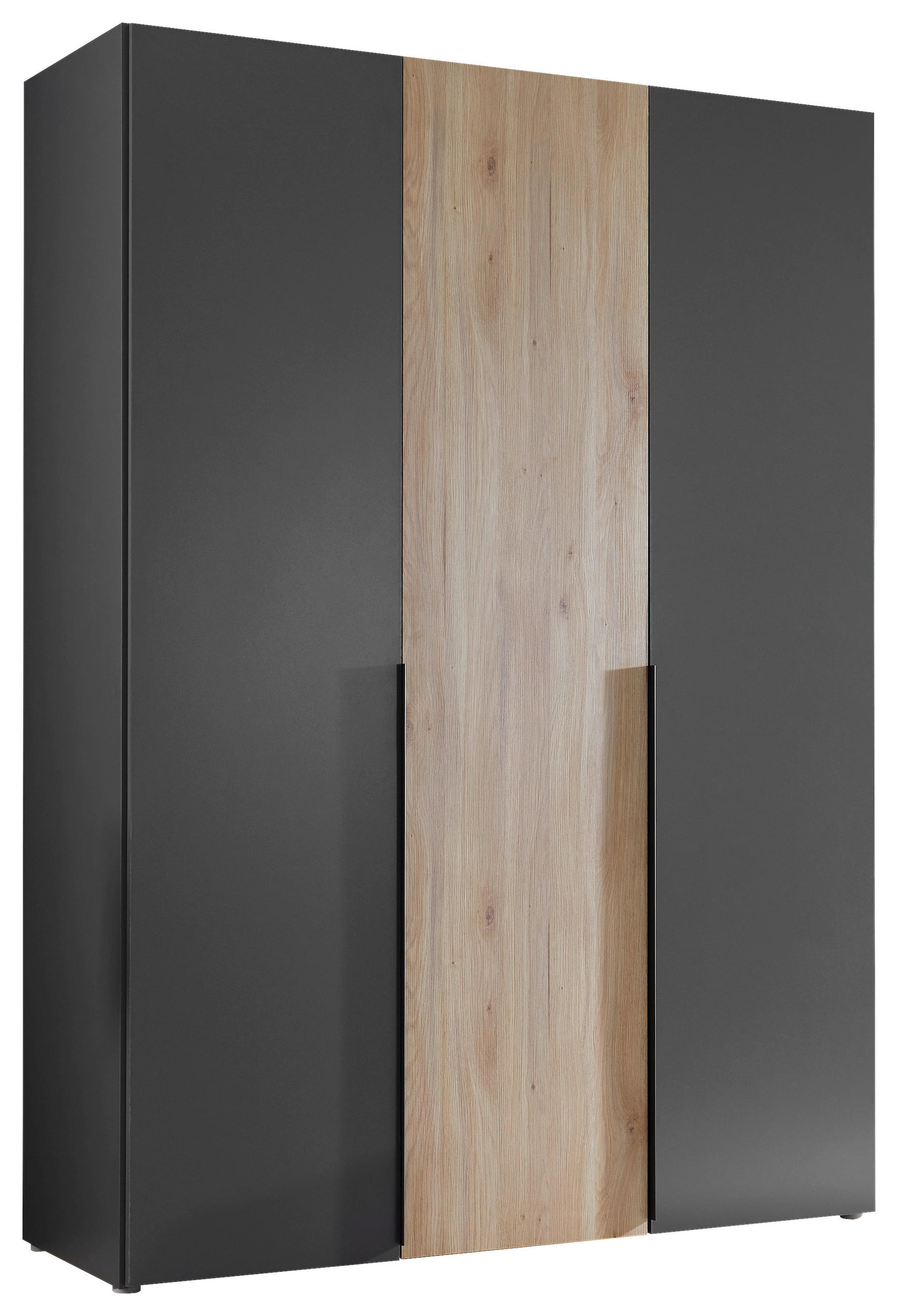 KLEIDERSCHRANK 150/210/53 cm 3-türig Graphitfarben, Eichefarben  - Eichefarben/Schwarz, KONVENTIONELL, Holzwerkstoff/Kunststoff (150/210/53cm) - Boxxx