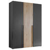 KLEIDERSCHRANK 150/210/53 cm 3-türig Graphitfarben, Eichefarben  - Eichefarben/Schwarz, KONVENTIONELL, Holzwerkstoff/Kunststoff (150/210/53cm) - Boxxx