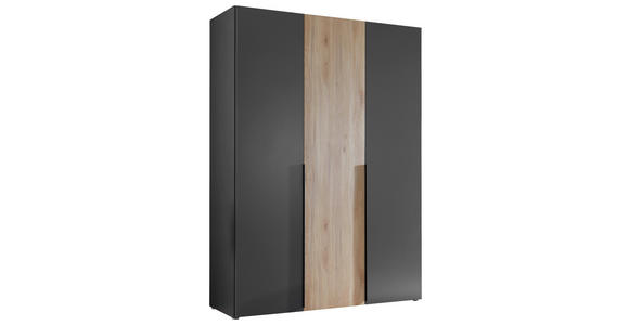 KLEIDERSCHRANK in Graphitfarben, Eichefarben - Eichefarben/Schwarz, KONVENTIONELL, Holzwerkstoff/Kunststoff (150/210/53cm) - Carryhome