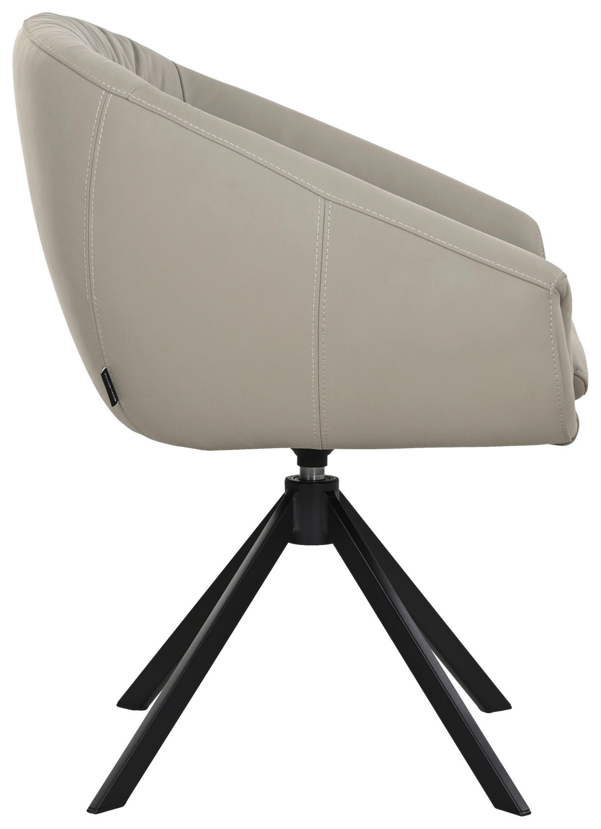 ARMLEHNSTUHL  Lederauswahl, Sitzfläche 360° drehbar  Echtleder  - Greige/Schwarz, Design, Leder/Metall (64/81.5/61cm) - Johann Jakob