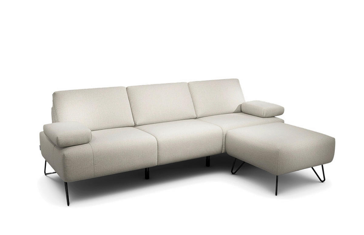 3-SITZER-SOFA Chenille Naturfarben  - Schwarz/Naturfarben, Design, Textil/Metall (234-264/85/86-94cm) - SENSOO
