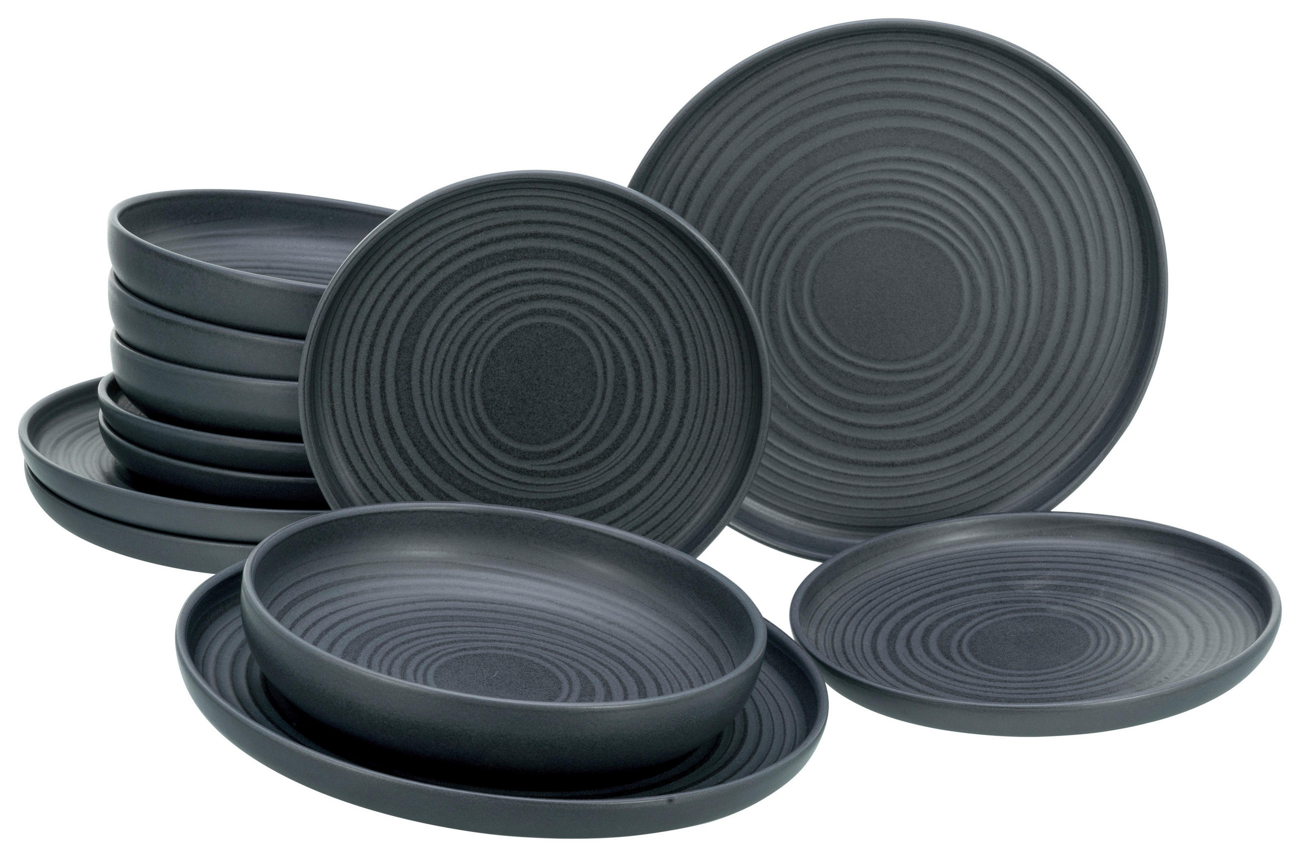 TAFELSERVICE 12-teilig - Schwarz, MODERN, Keramik (43/40/37,5cm) - Creatable