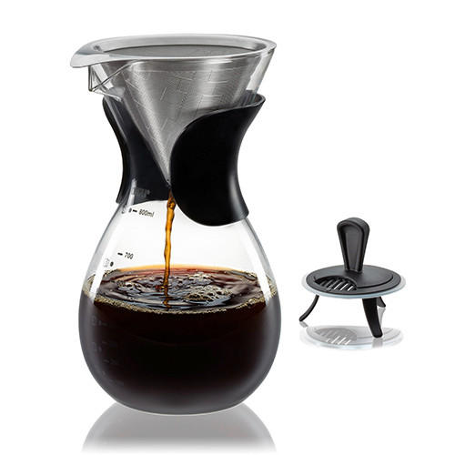 KAFFEEBEREITER 0,8 L  - Silberfarben/Schwarz, Basics, Glas/Kunststoff (10,7/19,7cm) - Gefu