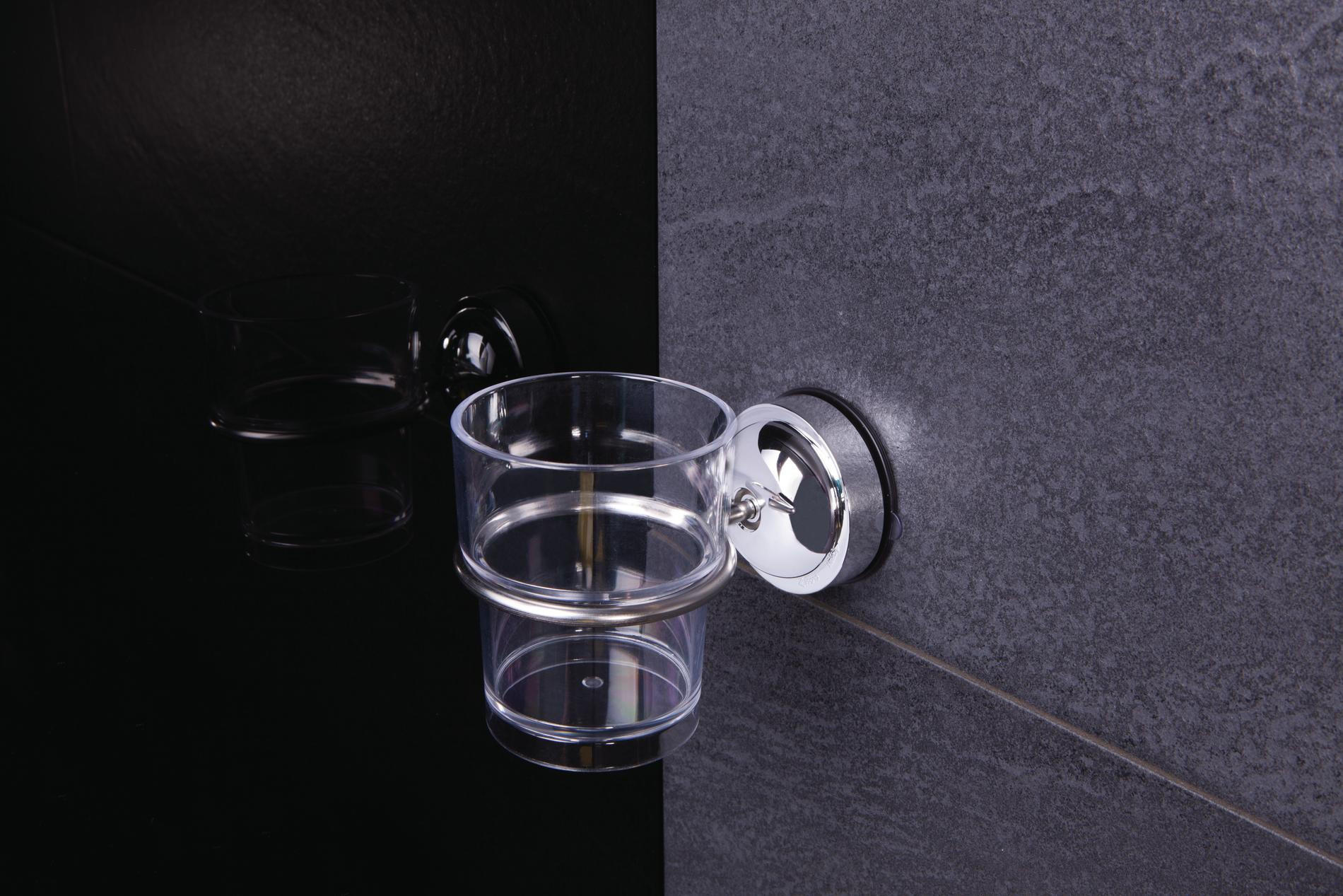 ZAHNPUTZBECHER Metall, Kunststoff  - Chromfarben/Transparent, Basics, Kunststoff/Metall (8/12,7/9,5cm) - Sadena