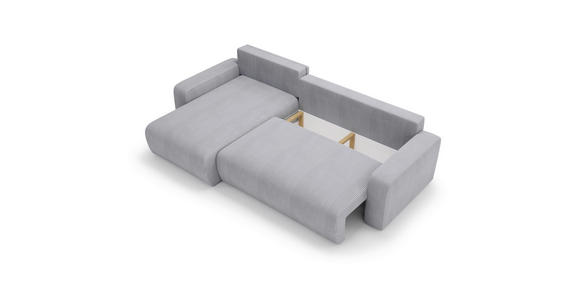 ECKSOFA in Cord Grau - Schwarz/Grau, MODERN, Kunststoff/Textil (150/245cm) - Carryhome