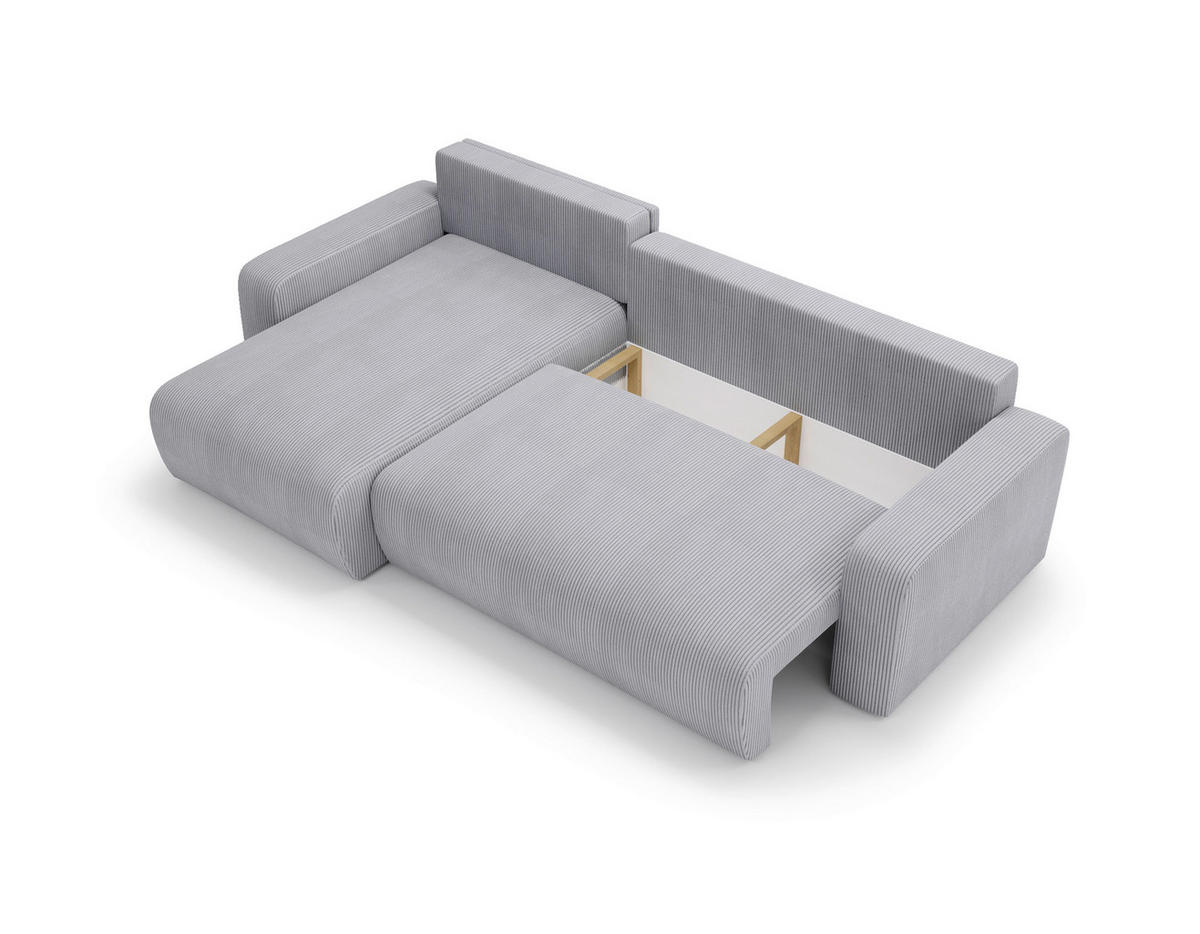 CANAPÉ D'ANGLE in Cord Grau  - Schwarz/Grau, Modern, Kunststoff/Textil (150/245cm) - Carryhome