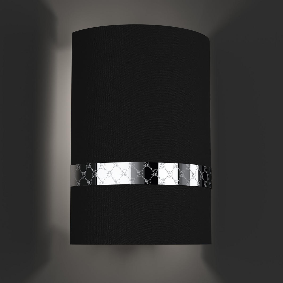WANDLEUCHTE - Chromfarben/Schwarz, Design, Textil/Metall (22/24/30cm) - Joop!
