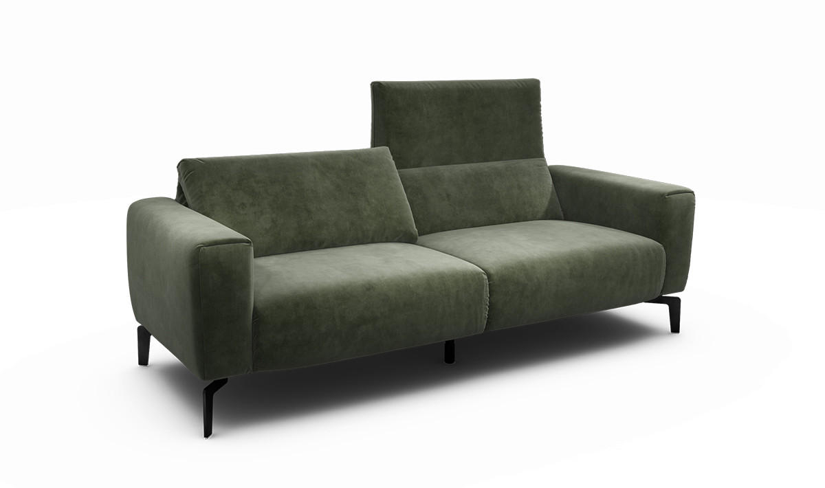2,5-SITZER in Samt Waldgrün  - Waldgrün/Schwarz, Design, Textil/Metall (220/86/86-94cm) - SENSOO