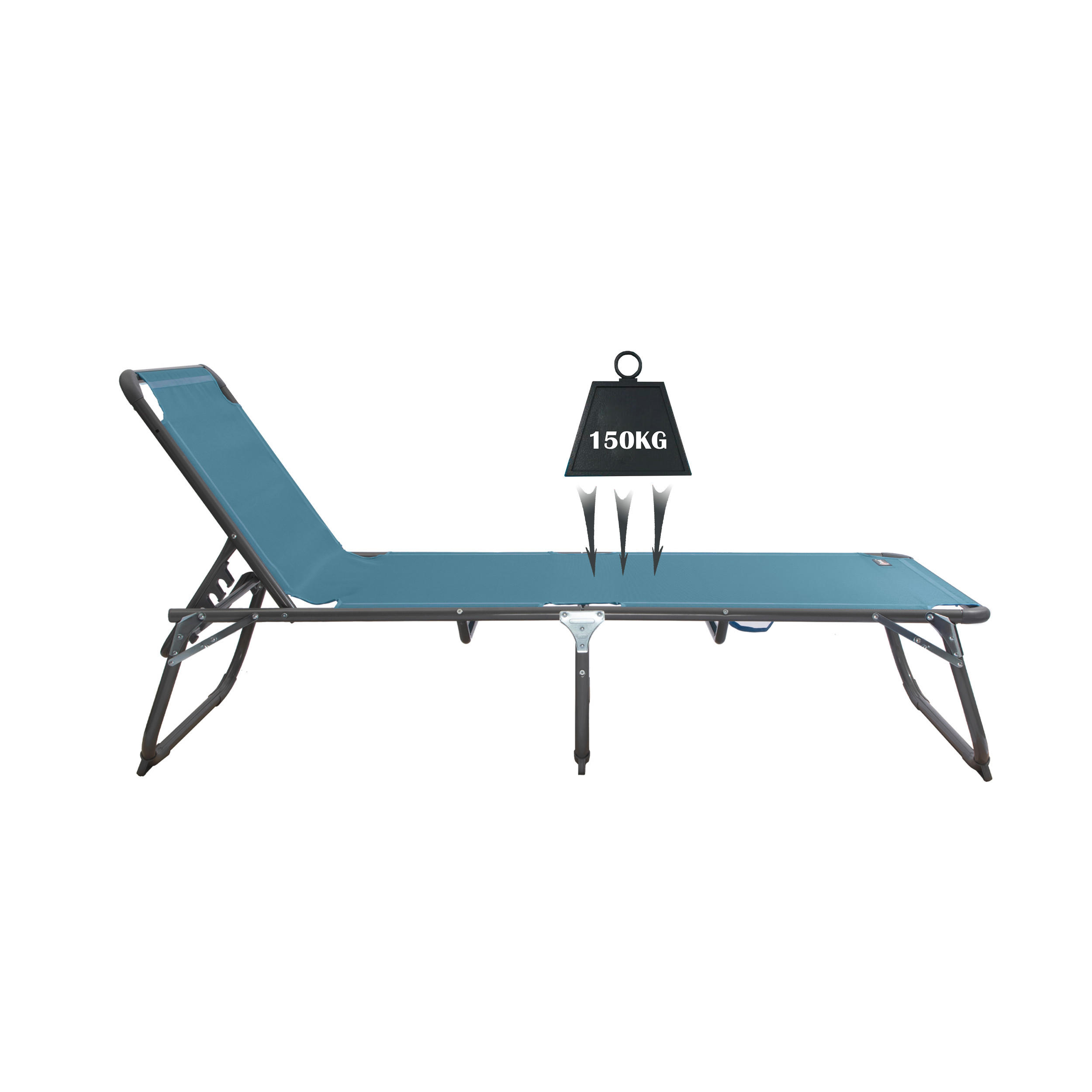 GARTENLIEGE 70/35/200 cm  - Blau/Anthrazit, Basics, Textil/Metall (70/35/200cm) - Modante