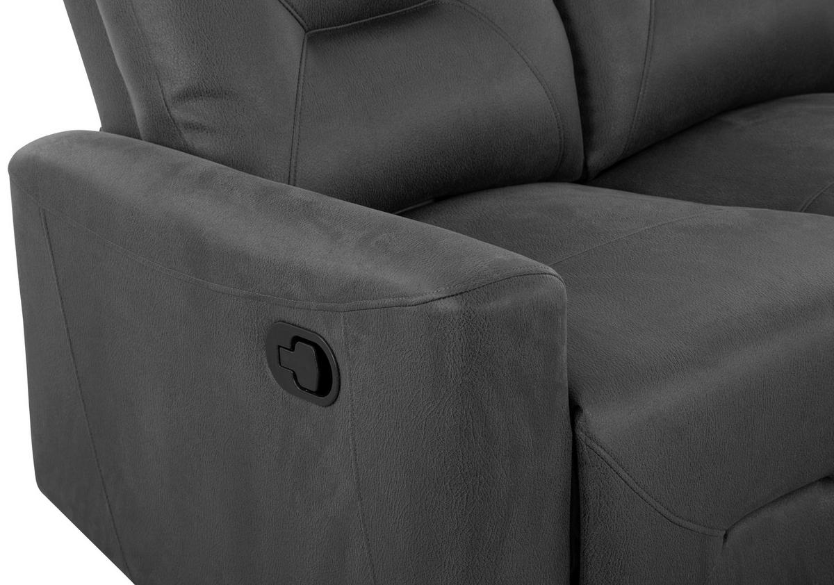 SITZGARNITUR Mikrofaser Grau  - Schwarz/Grau, Design, Textil/Metall - Livetastic