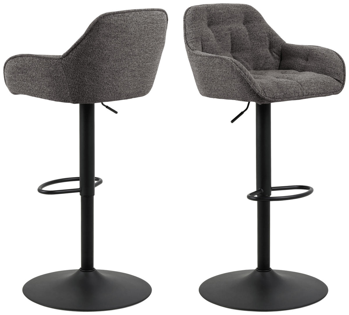 BARHOCKER in Textil Anthrazit  - Anthrazit/Schwarz, Design, Textil/Metall (57/63-84/53cm) - MID.YOU