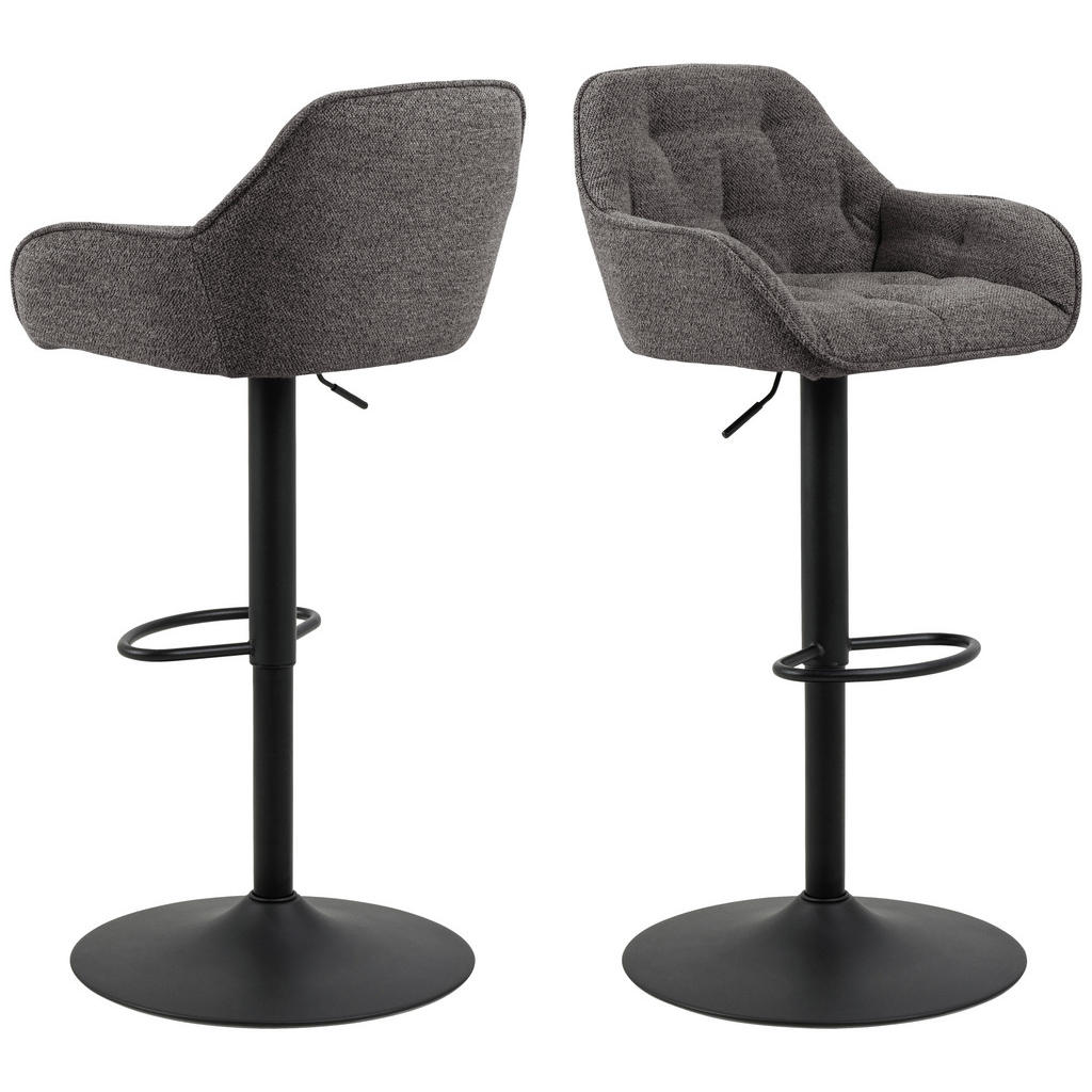 Thumbnail - Mid.you Barhocker, Anthrazit, Textil, Säule, 57x63-84x53 cm, Sitzfläche 360° drehbar, Esszimmer, Barmöbel, Barhocker