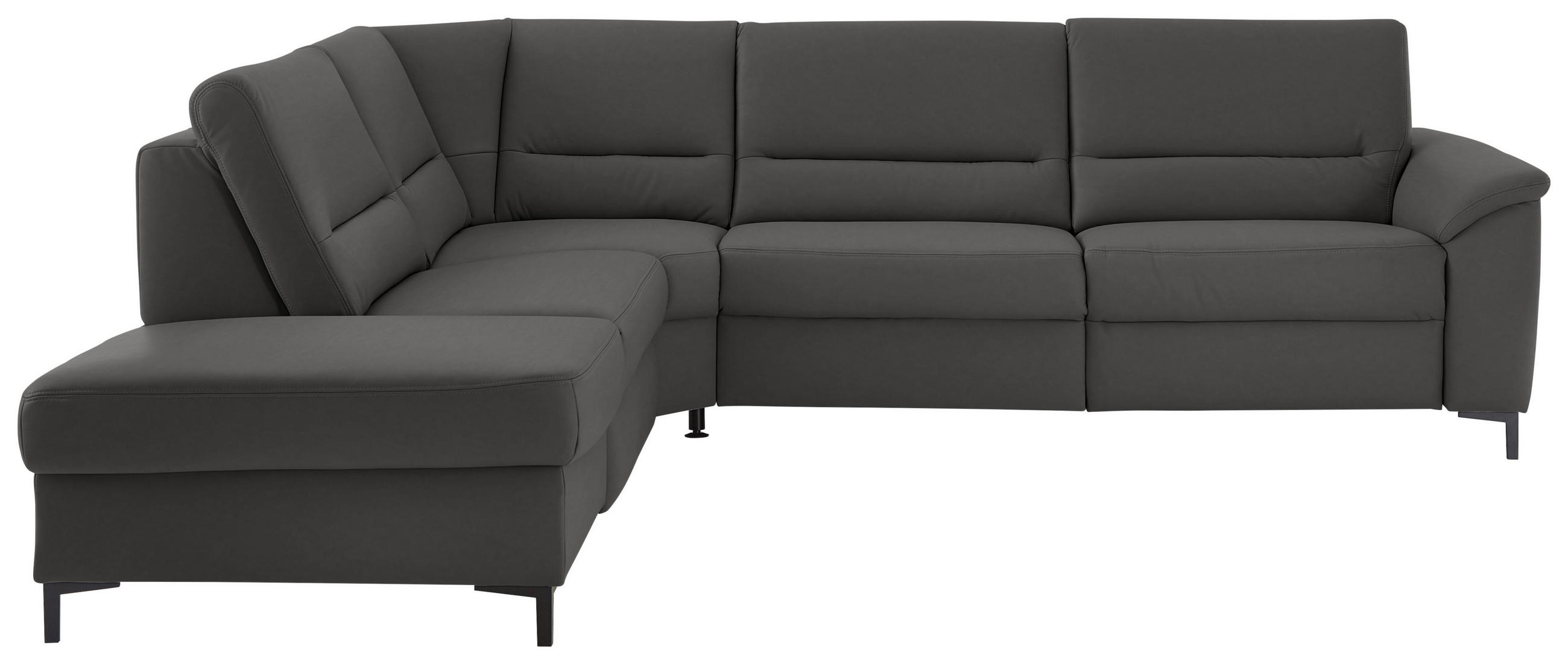ECKSOFA  in Echtleder Dunkelgrau  249/290 cm  - Dunkelgrau/Schwarz, KONVENTIONELL, Leder/Metall (249/290cm) - Beldomo Premium