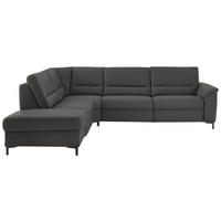 ECKSOFA  in Echtleder Dunkelgrau  249/290 cm  - Dunkelgrau/Schwarz, KONVENTIONELL, Leder/Metall (249/290cm) - Beldomo Premium