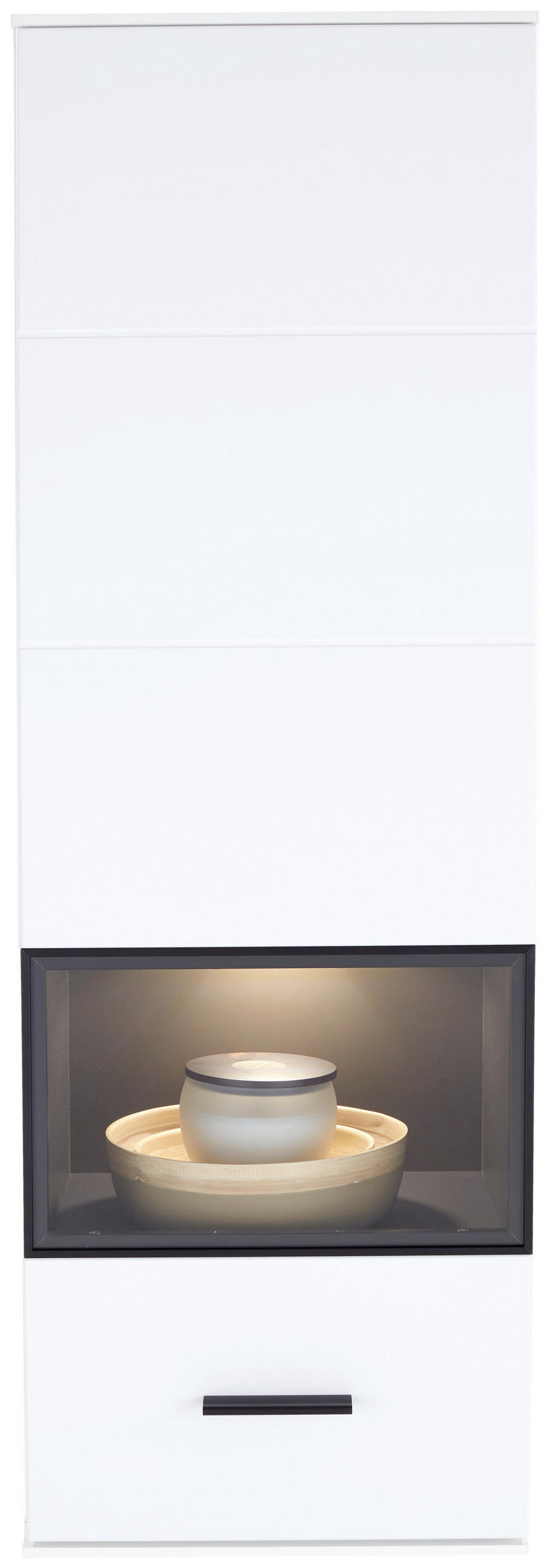 VÄGGHÄNGT VITRINSKÅP i grafitfärgad, vit   - vit/grafitfärgad, Modern, metall/trämaterial (40/126/37cm)