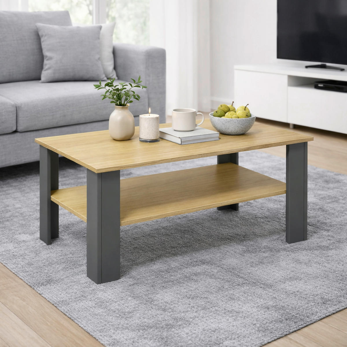 KONFERENČNÍ STOLEK, antracitová, medová, kompozitní dřevo, 100/55/44 cm - medová/antracitová, Design, kompozitní dřevo (100/55/44cm) - Livetastic