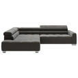 ECKSOFA in Cord Dunkelgrau  - Chromfarben/Dunkelgrau, KONVENTIONELL, Textil/Metall (219/311cm) - Hom`in