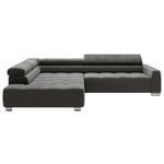 ECKSOFA in Cord Dunkelgrau  - Chromfarben/Dunkelgrau, KONVENTIONELL, Textil/Metall (219/311cm) - Hom`in