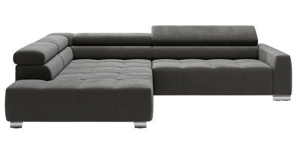 ECKSOFA in Cord Dunkelgrau  - Chromfarben/Dunkelgrau, KONVENTIONELL, Textil/Metall (219/311cm) - Hom`in