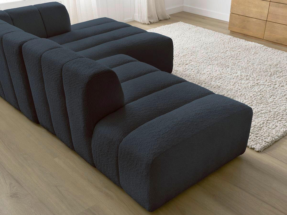 ECKSOFA  ANNECY Dunkelblau Bouclé  - Schwarz/Dunkelblau, MODERN, Kunststoff/Textil (262/170cm)