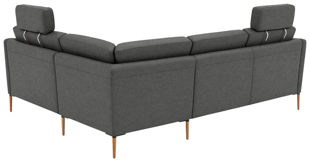 ECKSOFA  in Flachgewebe Dunkelgrau Rücken echt  238/186 cm  - Eichefarben/Dunkelgrau, Design, Holz/Textil (238/186cm) - Valnatura