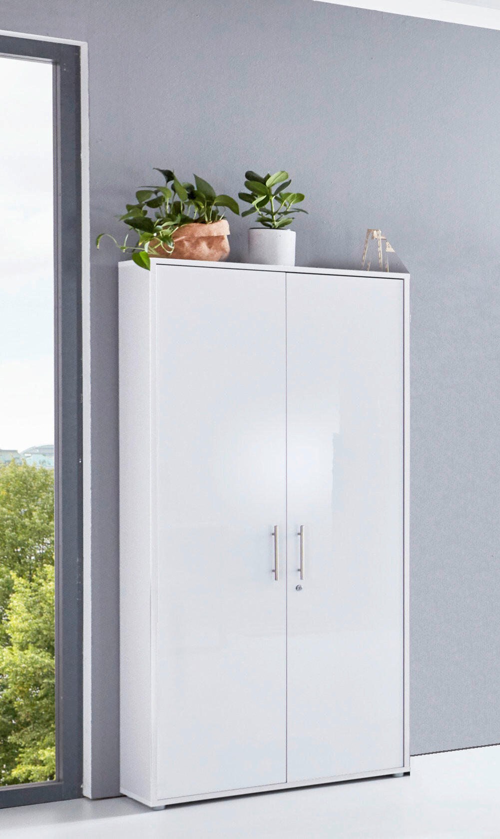 AKTENSCHRANK Weiß, Weiß Hochglanz  - Weiß Hochglanz/Weiß, MODERN, Holzwerkstoff (84,4/185,6/33cm) - MID.YOU