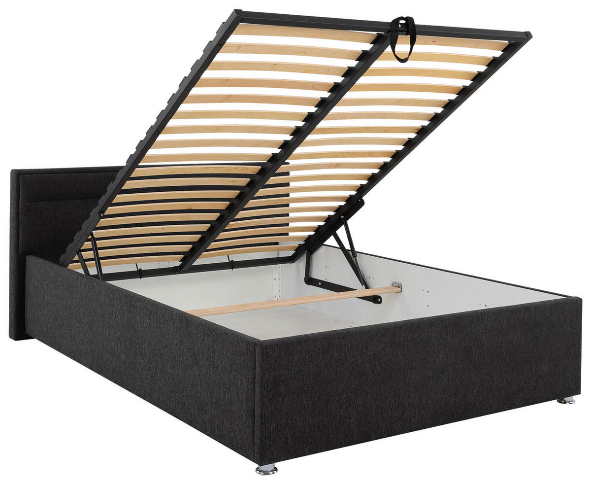 POLSTERBETT Matratze, Lattenrost, Bettkasten Anthrazit 140/200 cm  - Anthrazit, MODERN, Holz/Kunststoff (140/200cm) - MID.YOU